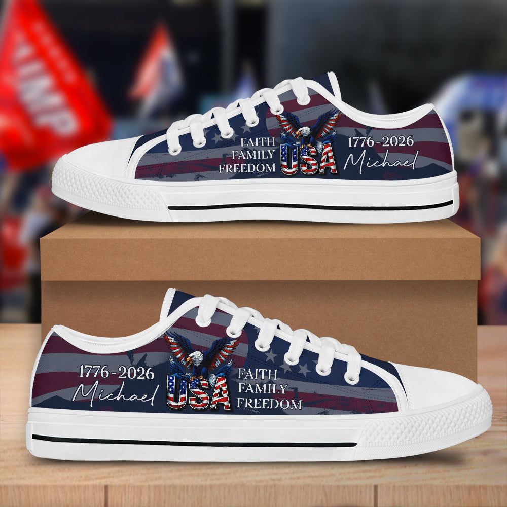 Custom Name Faith, Family & Freedom America 250 Years Patriotic Canvas Shoes HA75 898928