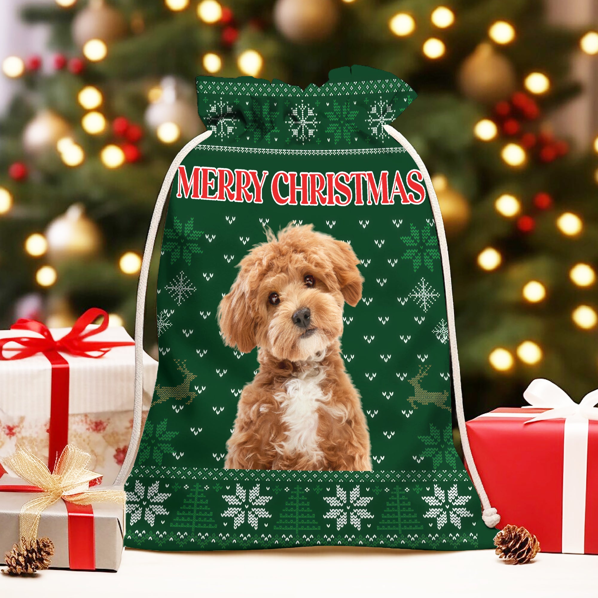 Custom Dog Photo Merry Christmas Gift Bag For Your Dog TH10 896997