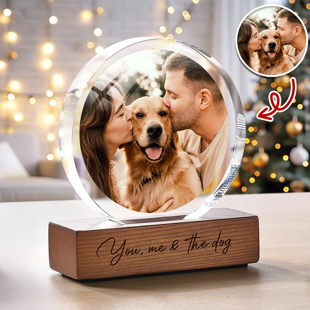 Custom Dog Cat Photo Round Acrylic Frame Block Christmas Gift HA75 892942
