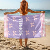 Custom Name Bows and Gingham Border Beach Towel - Personalized Summer Gift for Girls LM32 899663