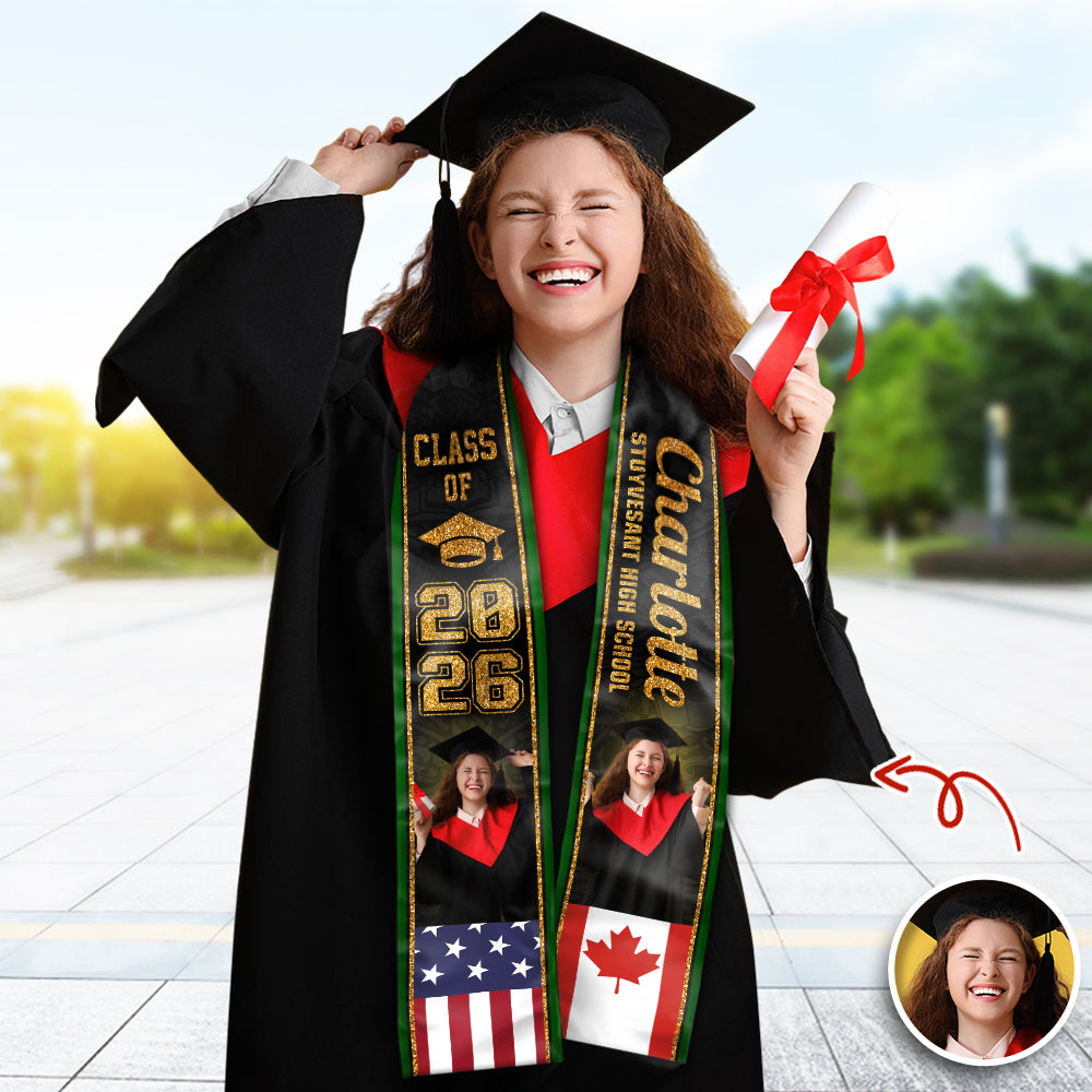 Custom Graduation Stole Country Flag Class of 2026 HO82 901324