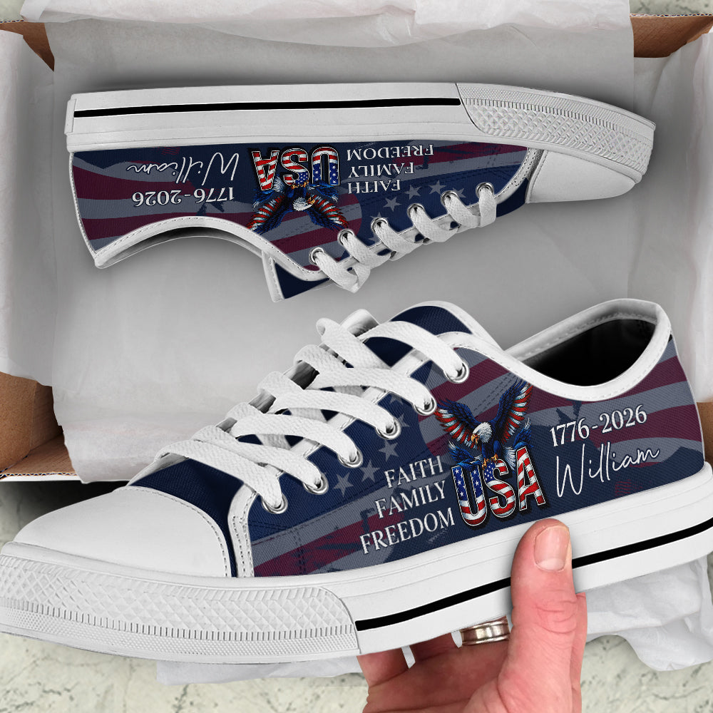 Custom Name Faith, Family & Freedom America 250 Years Patriotic Canvas Shoes HA75 898928