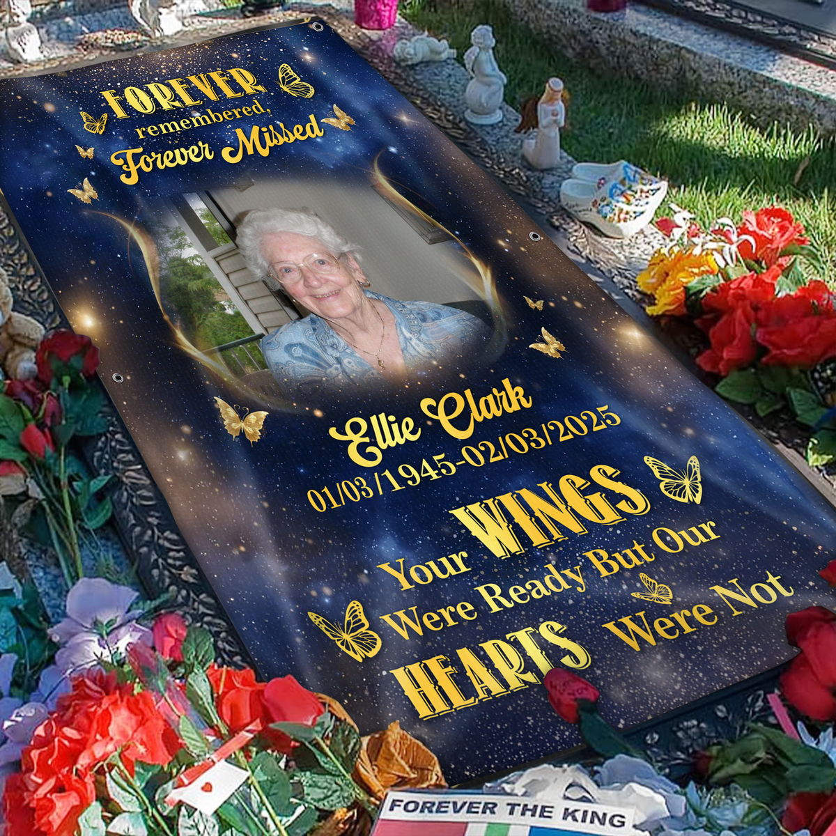 Custom Photo Gone But Never Forgotten Grave Memorial Blanket HA75 892072