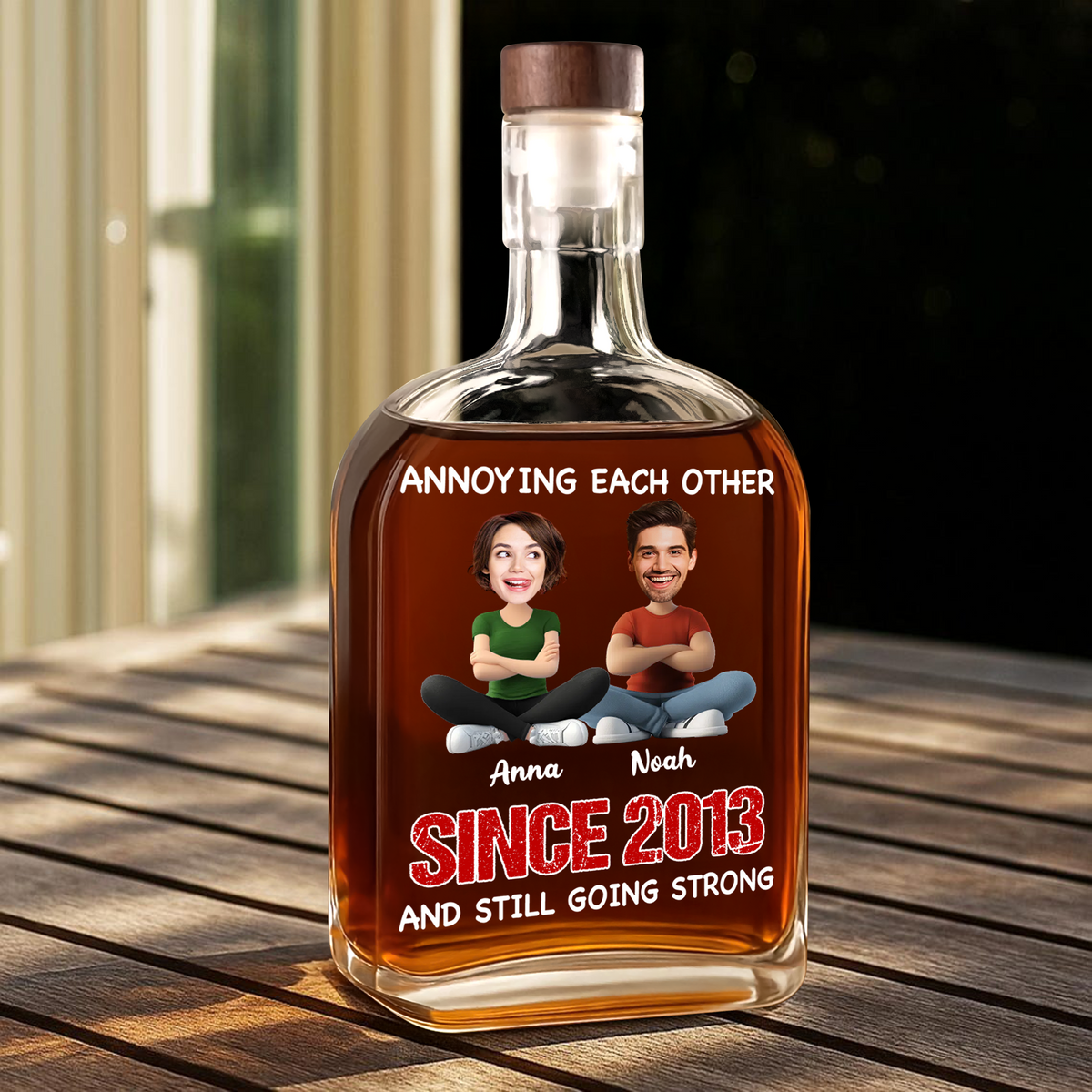Custom Funny Face Annoying Each Other And Still Going Strong Whiskey Bottle LM32 893795