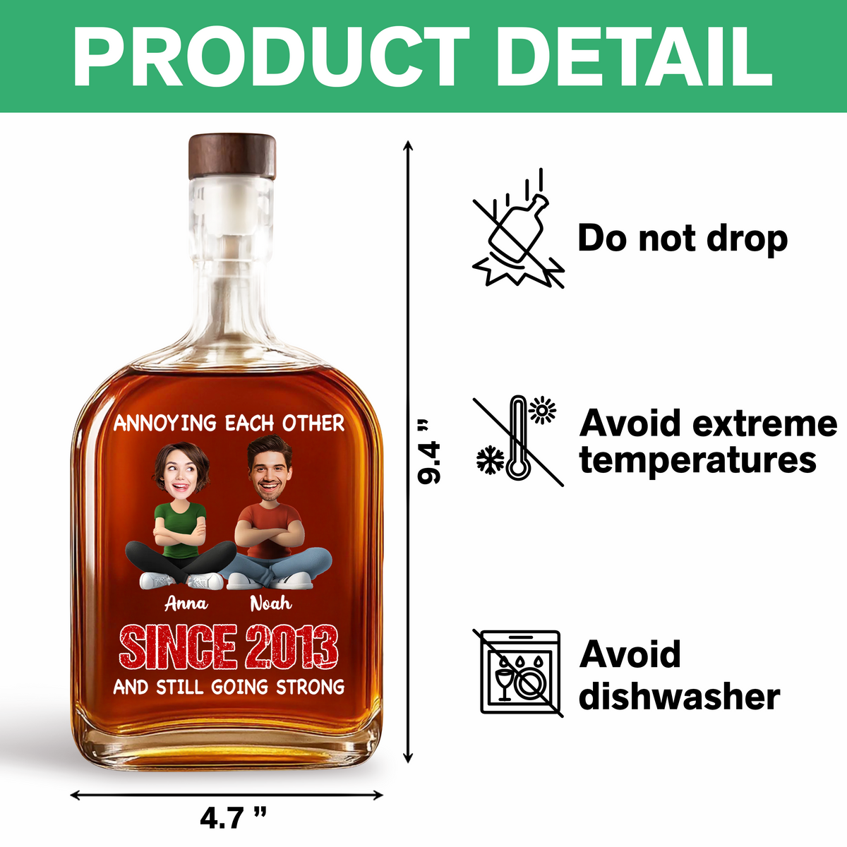 Custom Funny Face Annoying Each Other And Still Going Strong Whiskey Bottle LM32 893795