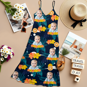 Custom Photo Tropical Flower Maxi Dress For Summer Holiday CH07 895620