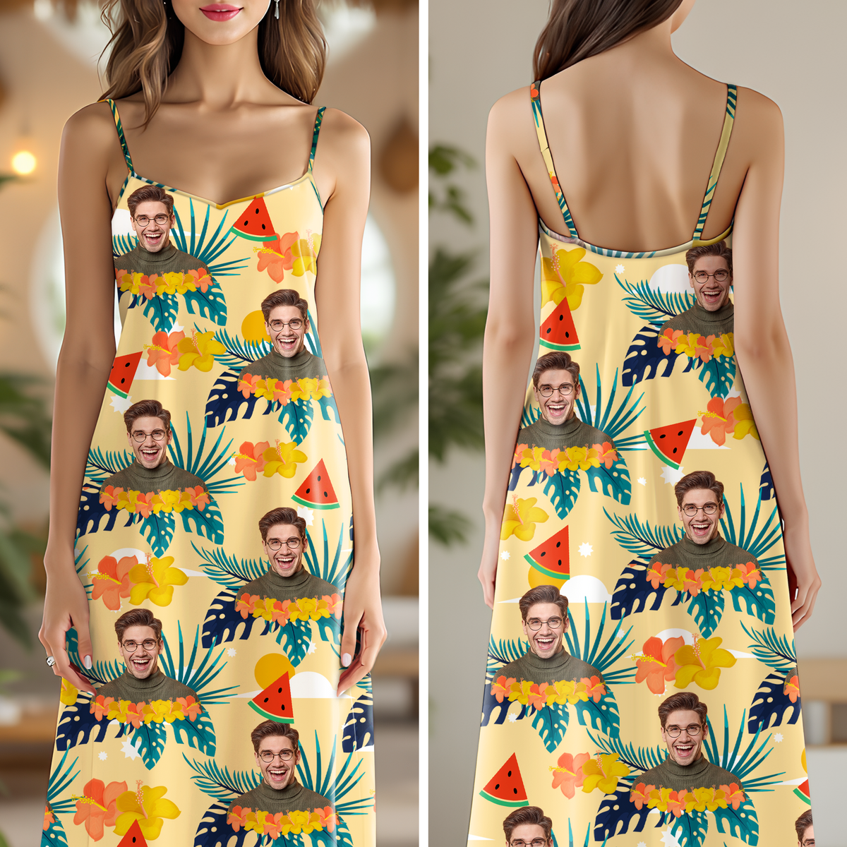 Custom Photo Tropical Flower Maxi Dress For Summer Holiday CH07 895620