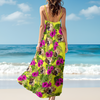 Custom Dog Photo Tropical Women's V-Neck Cami Maxi Dress HA75 892234