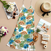Custom Dog Photo Tropical Women's V-Neck Cami Maxi Dress HA75 892234