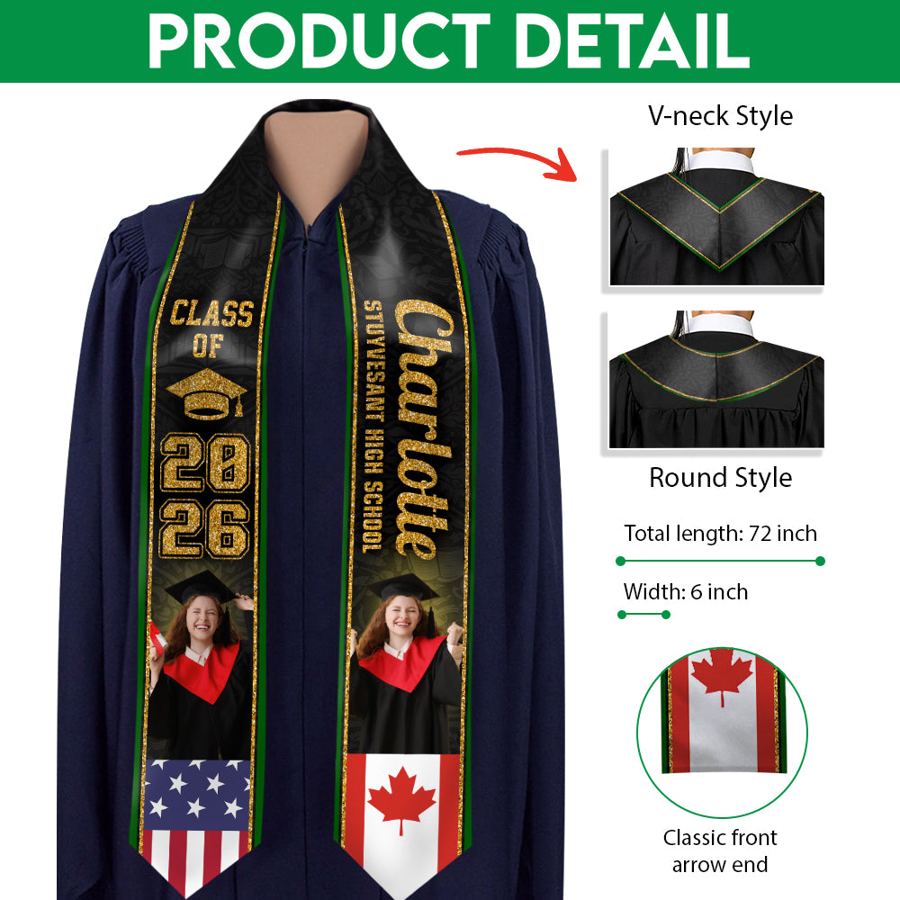 Custom Graduation Stole Country Flag Class of 2026 HO82 901324