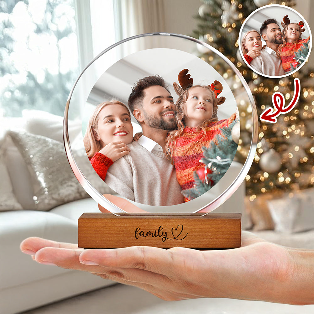 Custom Family Photo Round Acrylic Frame Block Christmas Gift HA75 892940