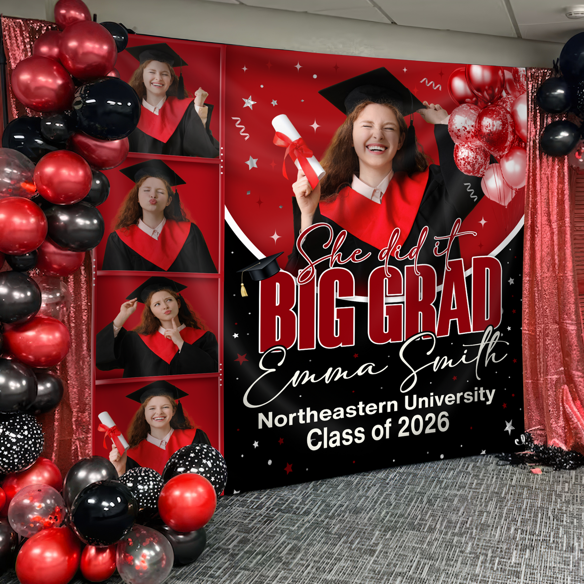Personalized She Dit It Big Grad Backdrop Graduation Party Decor LM32 899497