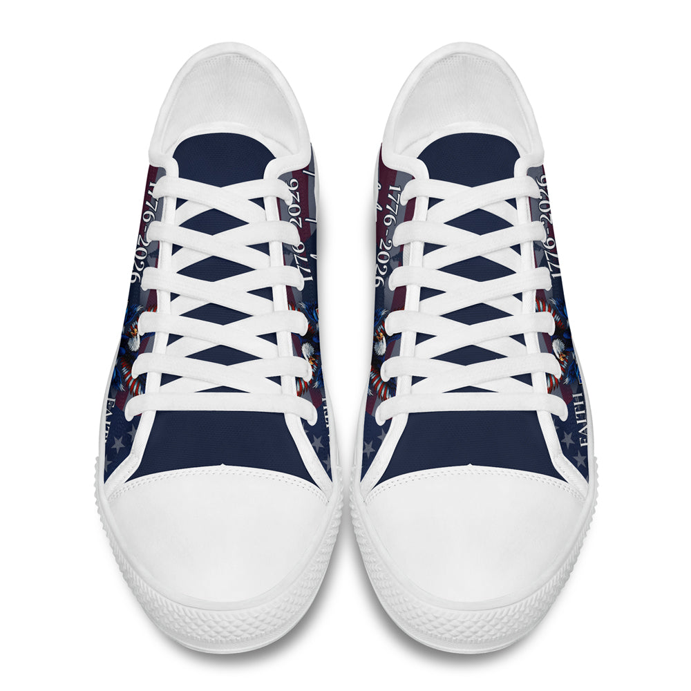 Custom Name Faith, Family & Freedom America 250 Years Patriotic Canvas Shoes HA75 898928
