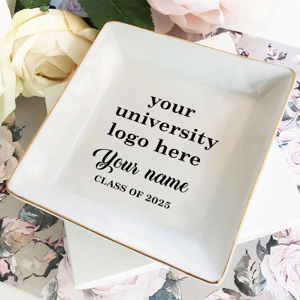 Custom University Logo Class of 2025 Personalized Jewelry Dish Graduation Gift HA75 892268