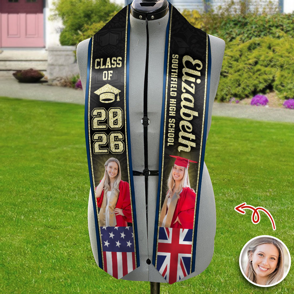 Custom Graduation Stole Country Flag Class of 2026 HO82 901324