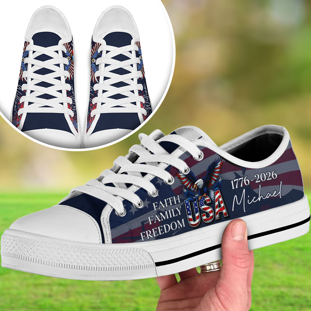 Custom Name Faith, Family & Freedom America 250 Years Patriotic Canvas Shoes HA75 898928