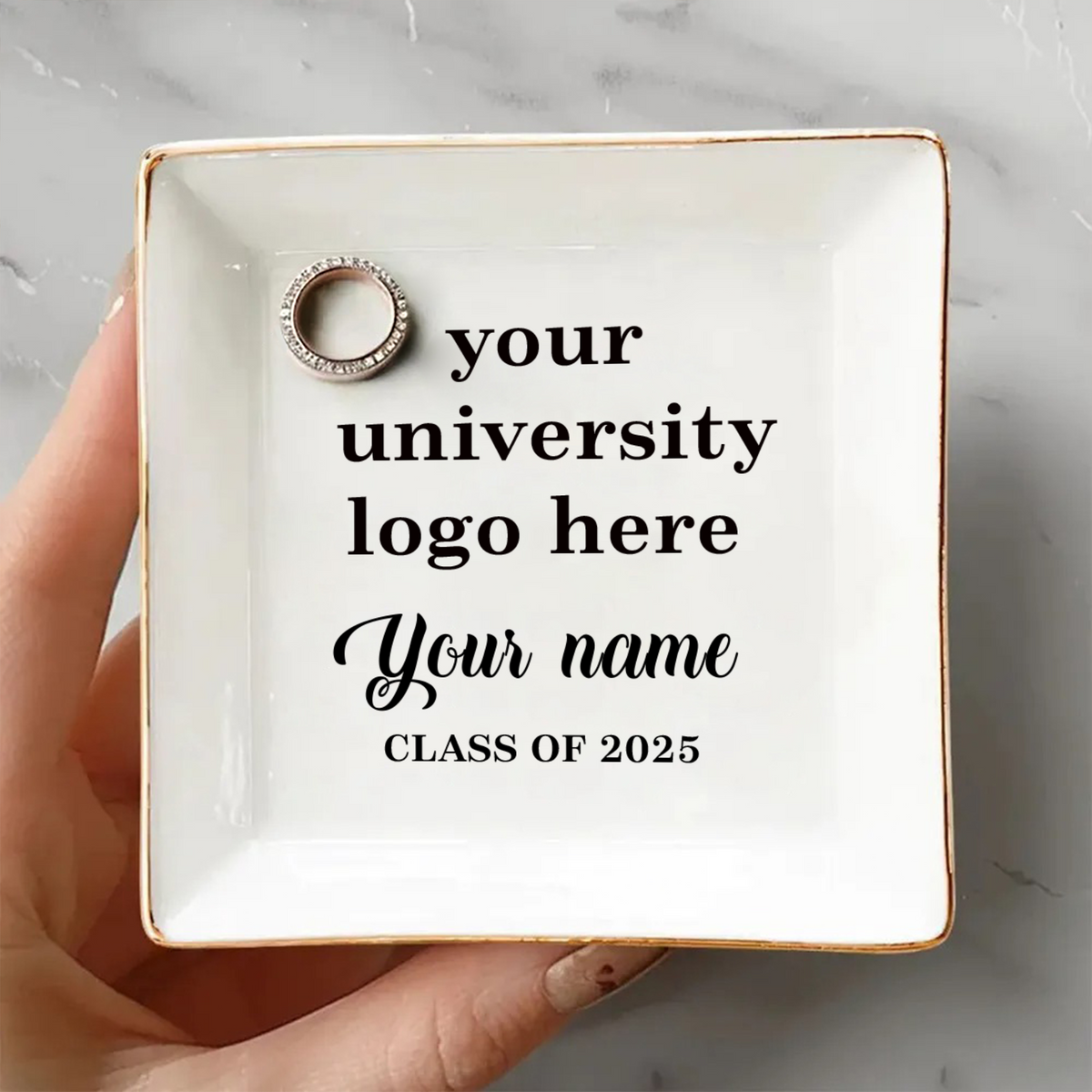 Custom University Logo Class of 2025 Personalized Jewelry Dish Graduation Gift HA75 892268