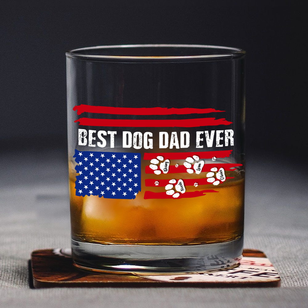Best Dog Dad Ever American Flag Dog Whiskey Glass For Dog Lovers CH07 895850
