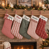 Personalized Embroidered Name Christmas Stocking Plaid & Stripe Holiday Stocking with Optional Bow CH07 180814