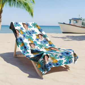 Custom Human Photo Tropical Vibe Family Beach Towel HA75 892646