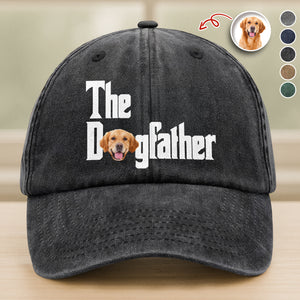 Custom Photo Dog Dad Dog Mother Washed Denim Baseball Cap Gift for Dog Lovers TH10 894281