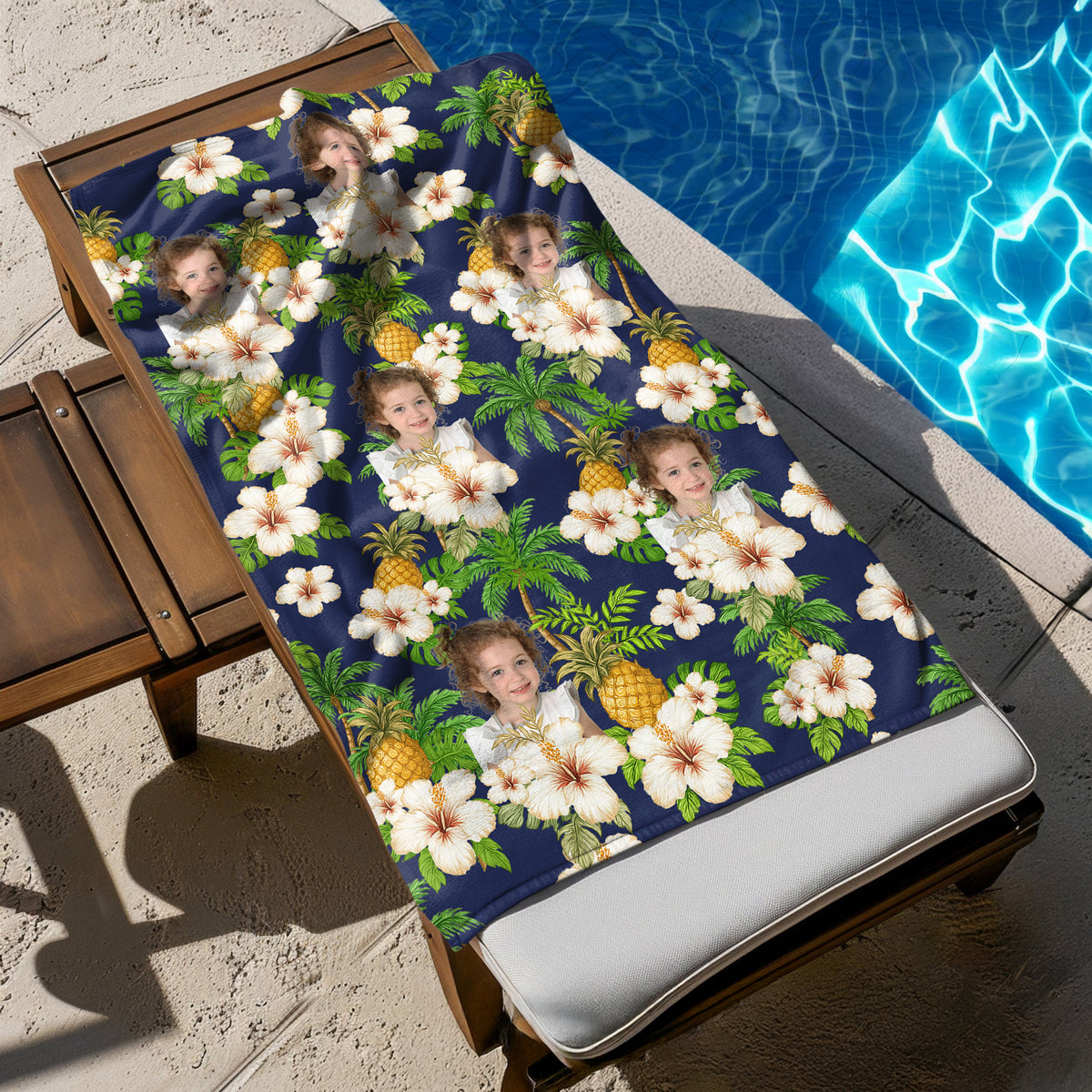 Custom Human Photo Tropical Vibe Family Beach Towel HA75 892646