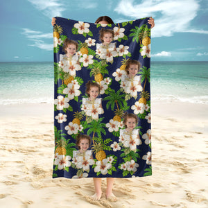 Custom Human Photo Tropical Vibe Family Beach Towel HA75 892646
