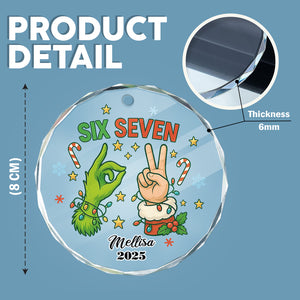 Personalized Funny ‘Six Seven’, Holiday Glass Xmas Decor Glass Ornament HA75 898306