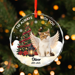 Custom Photo I Am Always With You Memorial Cat Glass Ornament HA75 897266