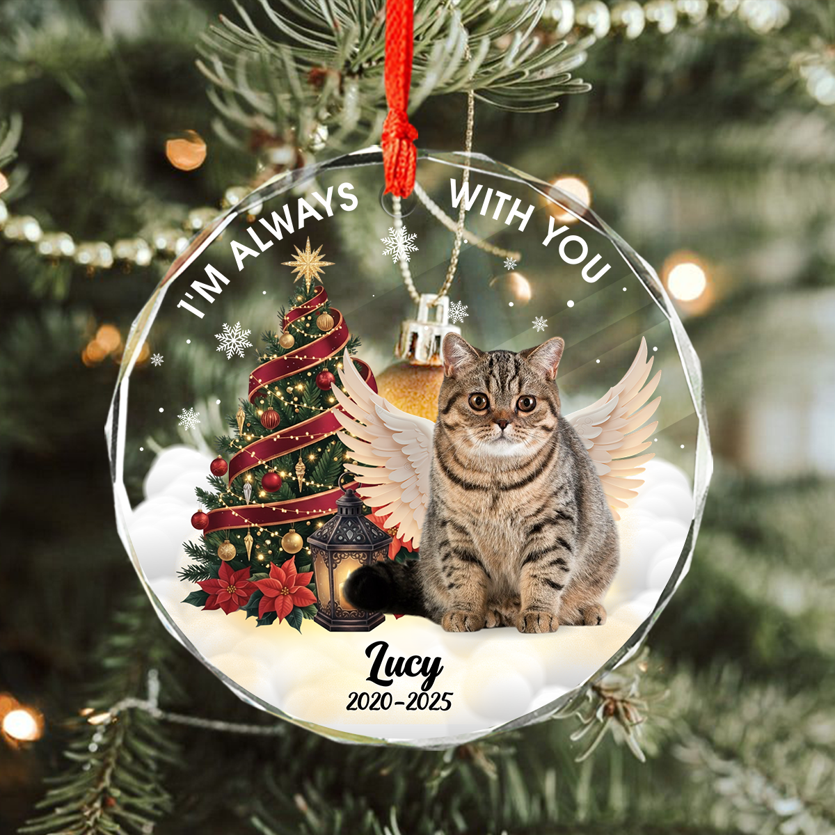Custom Photo I Am Always With You Memorial Cat Glass Ornament HA75 897266