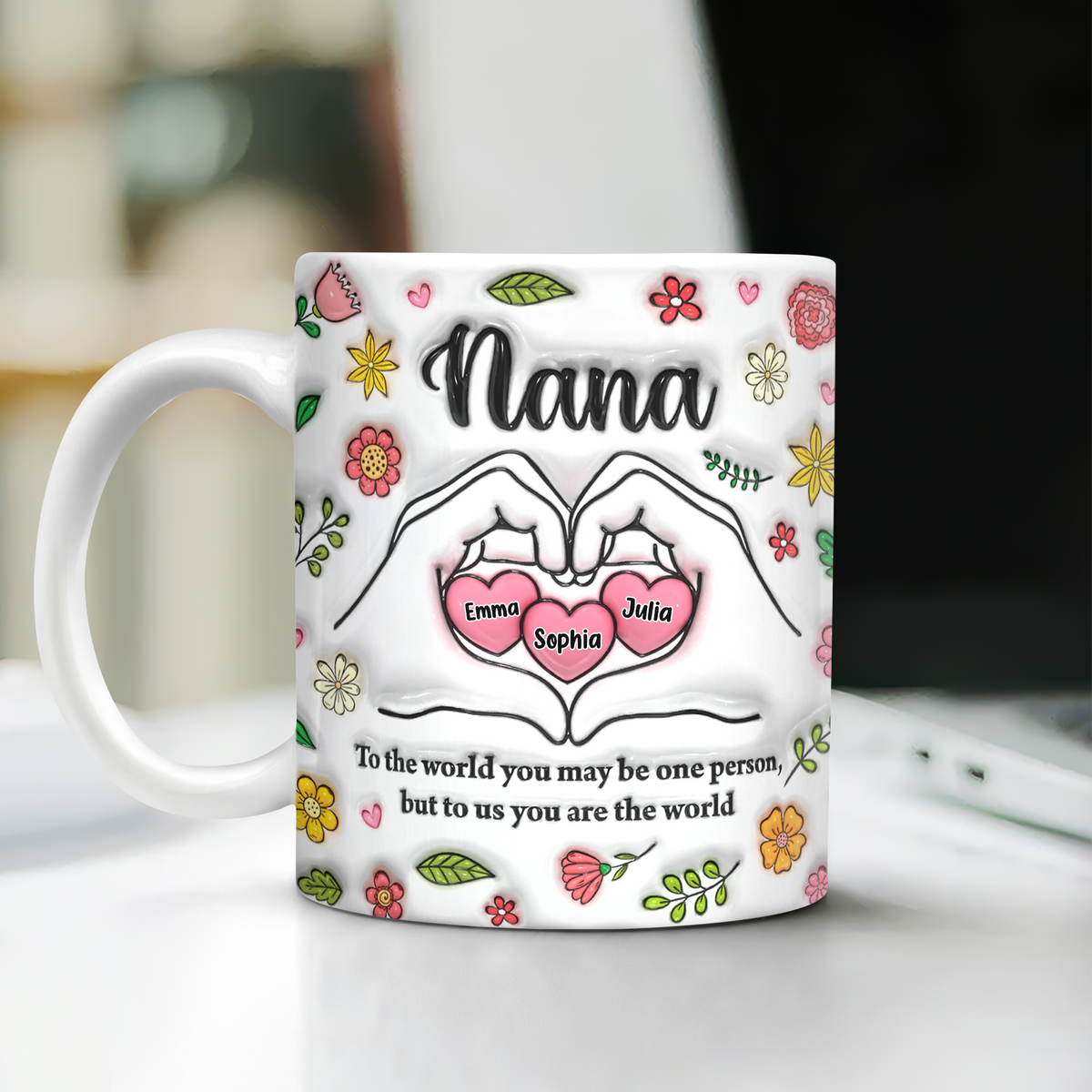 Custom Name Mom's Heart Hand 3D Effect Mug Gift For Mother's Day CH07 910682
