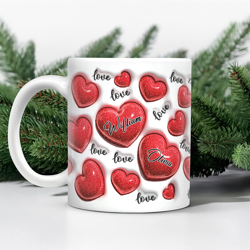 Personalized Custom Name Love Heart Valentine 3D Inflated Effect Mug For Couple TH10 896973