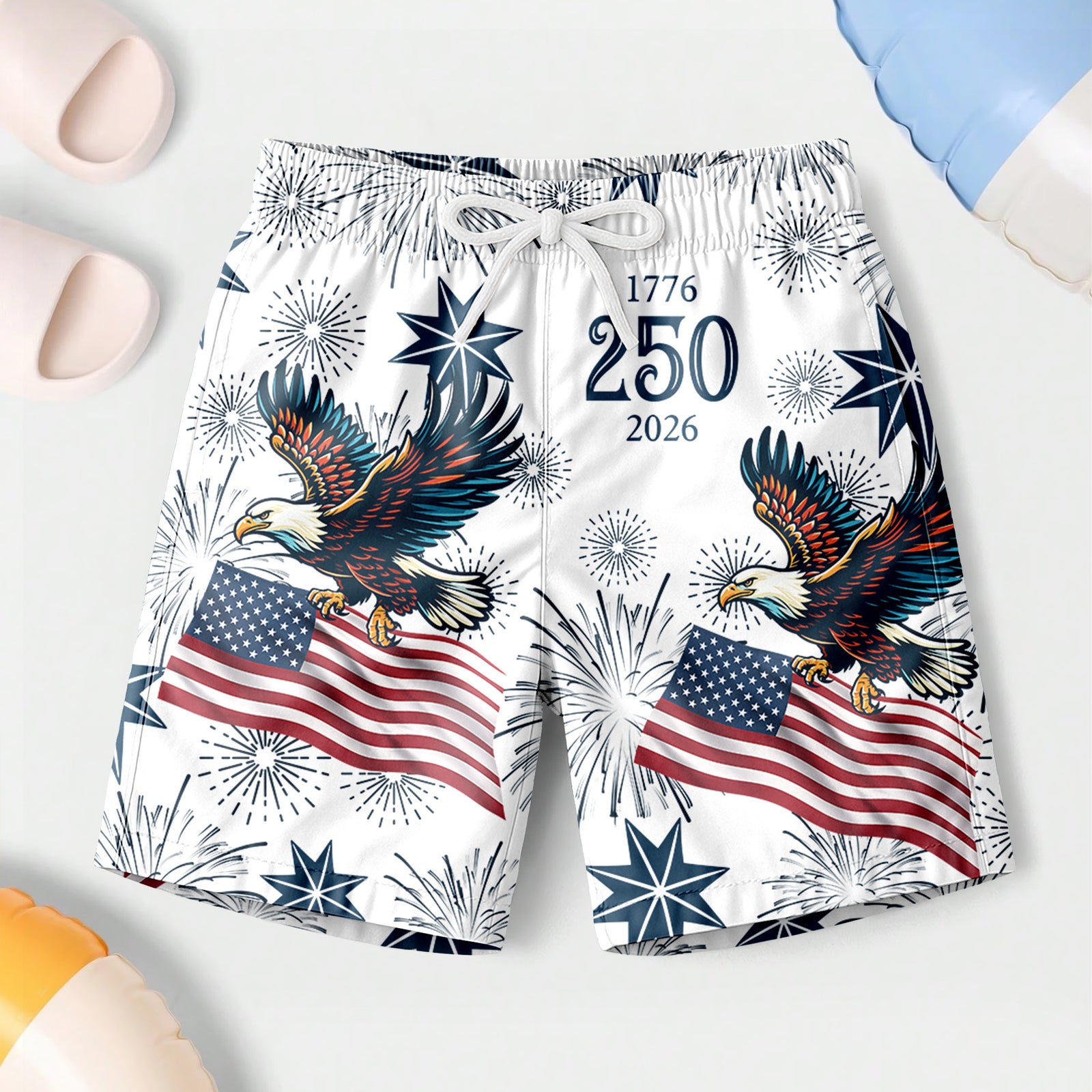 America 250 Years Anniversary 1776–2026 Eagle Kid Beach Short TH10 169399
