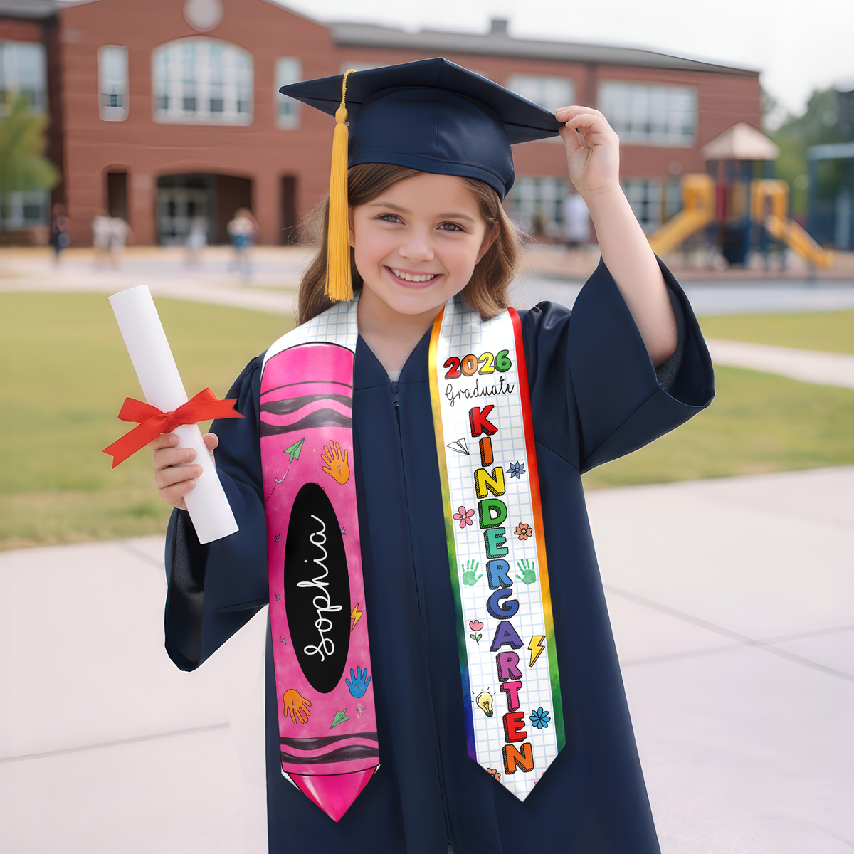 Custom Kid Name Pencil Graduation Kid Stole - Personalized Graduation Keepsake Gift CH07 911132