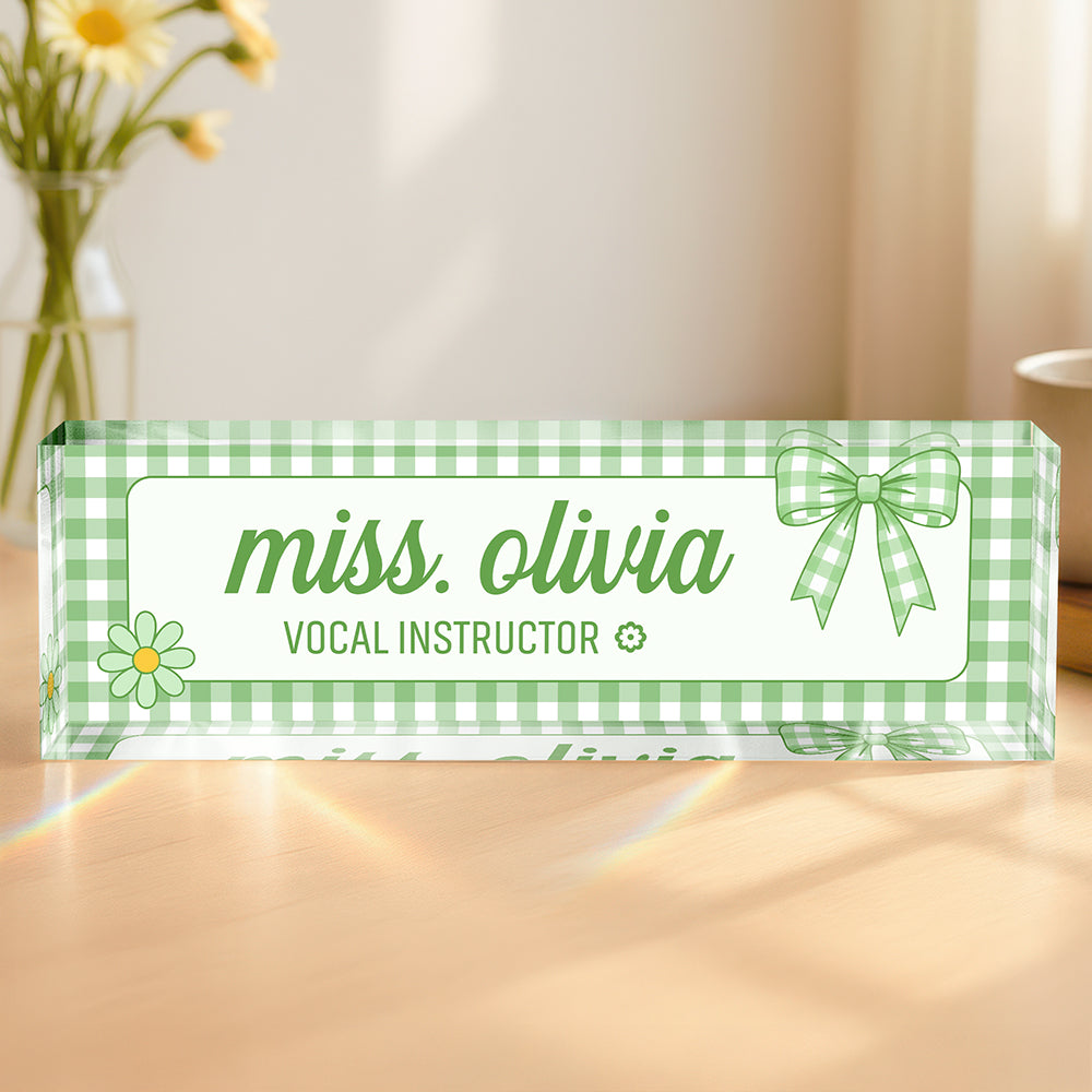 Personalized Preppy Bow Acrylic Desk Name Plate Back to School Teacher Gift CH07 180048