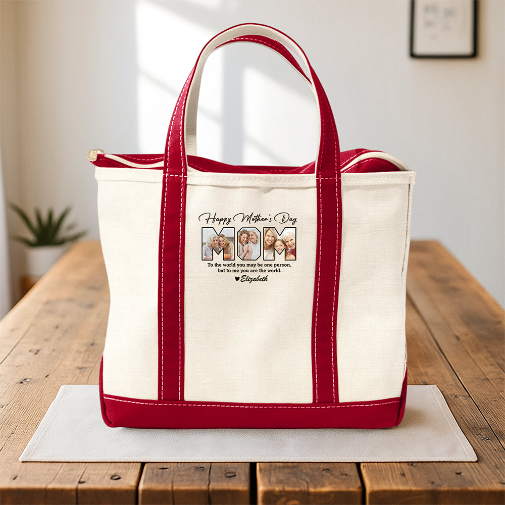 Custom Photo Happy Mother's Day To Mom Monogram Beach Bag, Personalized Gift for Mom HO82 902016