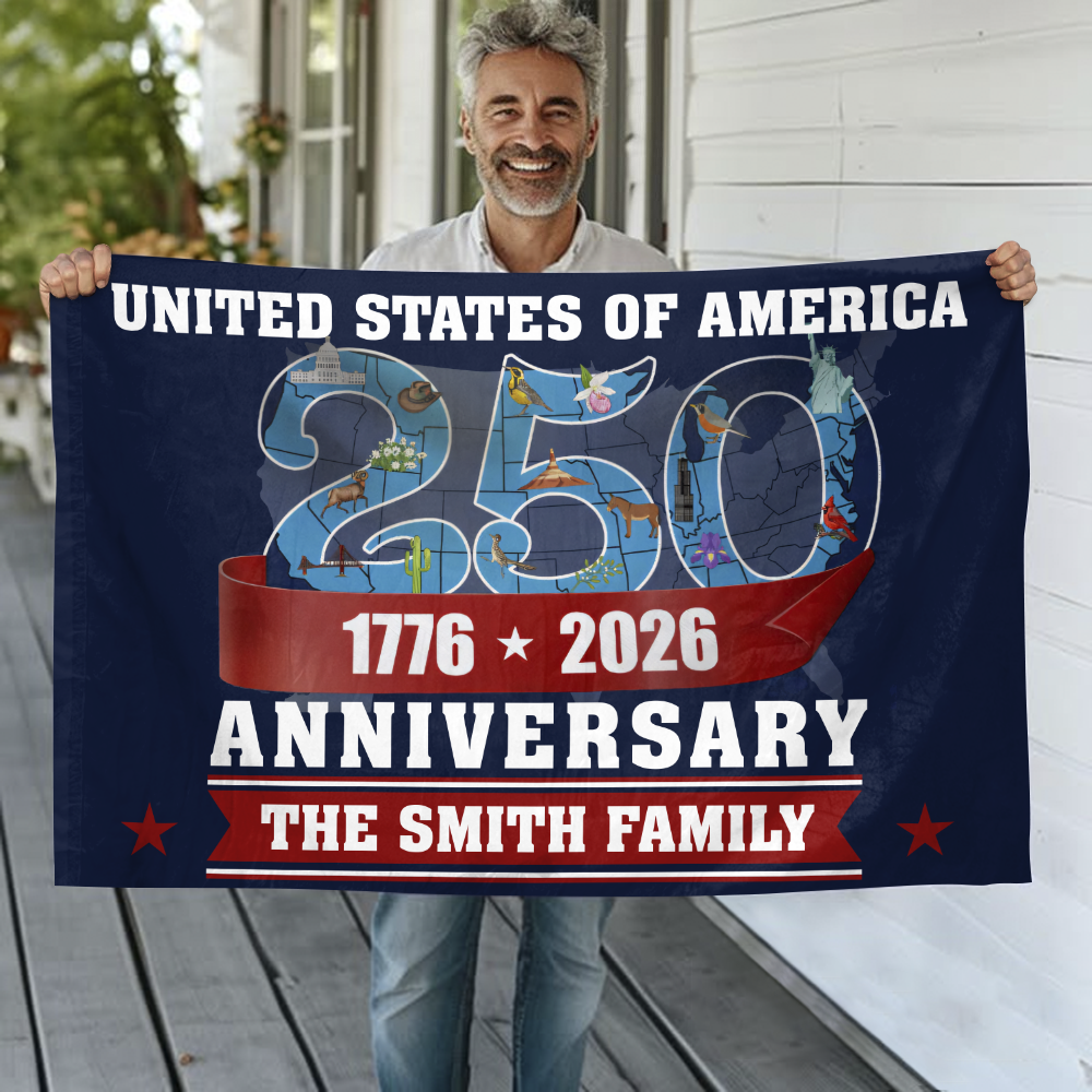 Custom Family Name United States Of America 250th Anniversary House Flag LM32 897957