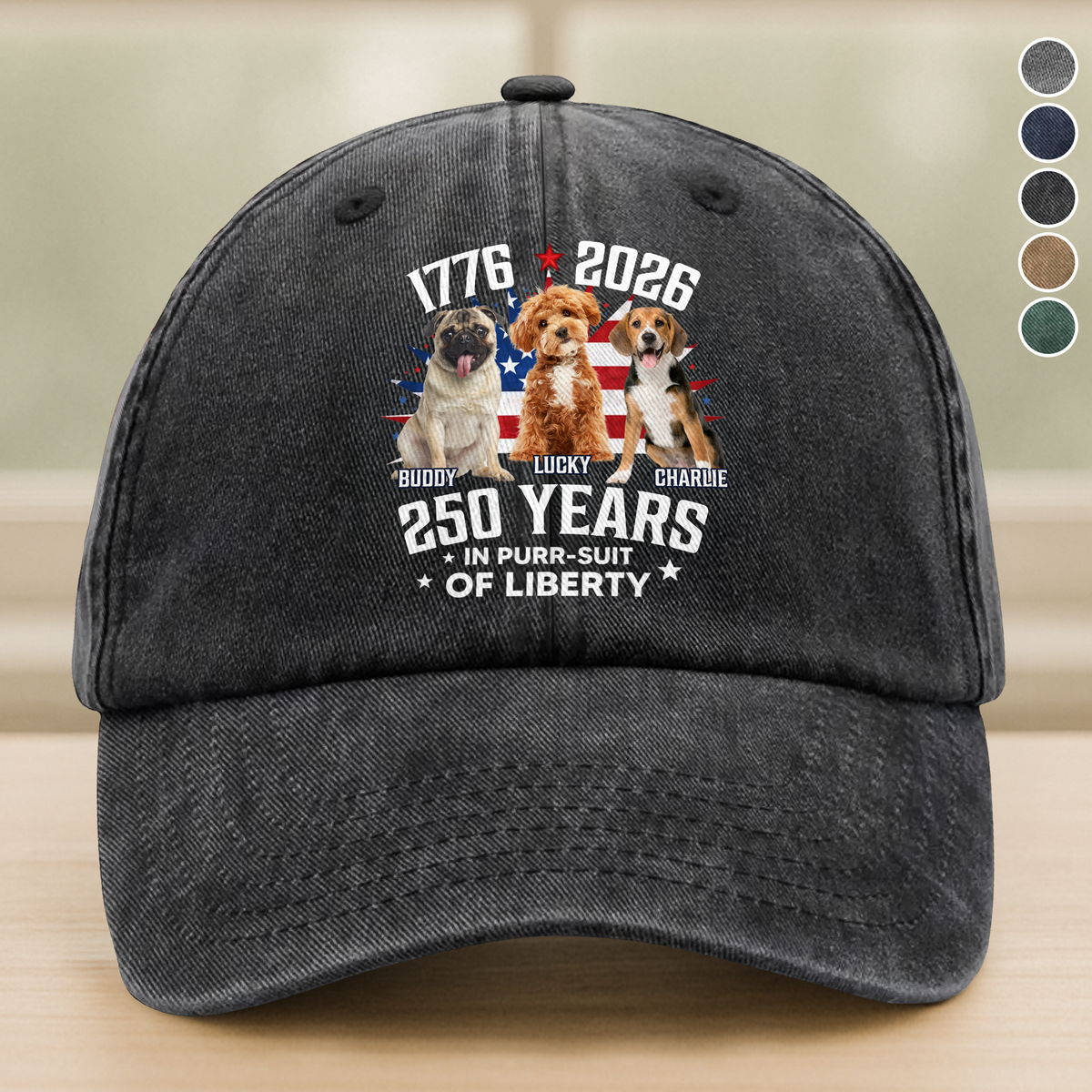 Custom Photo Freedom Vintage Washed Denim Baseball Cap HO82 901228