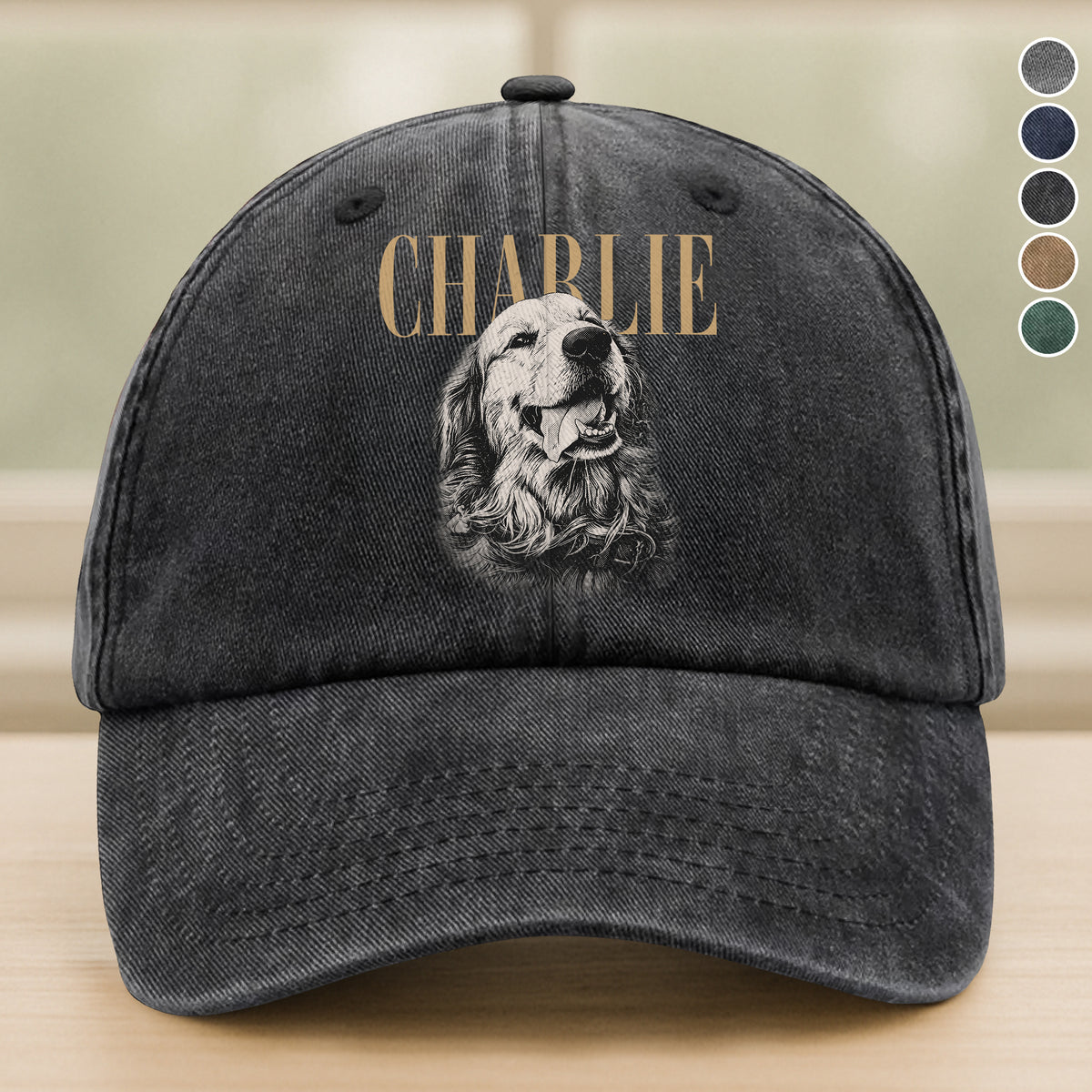Custom Dog Photo Washed Denim Baseball Cap Vintage Style TH10 170387