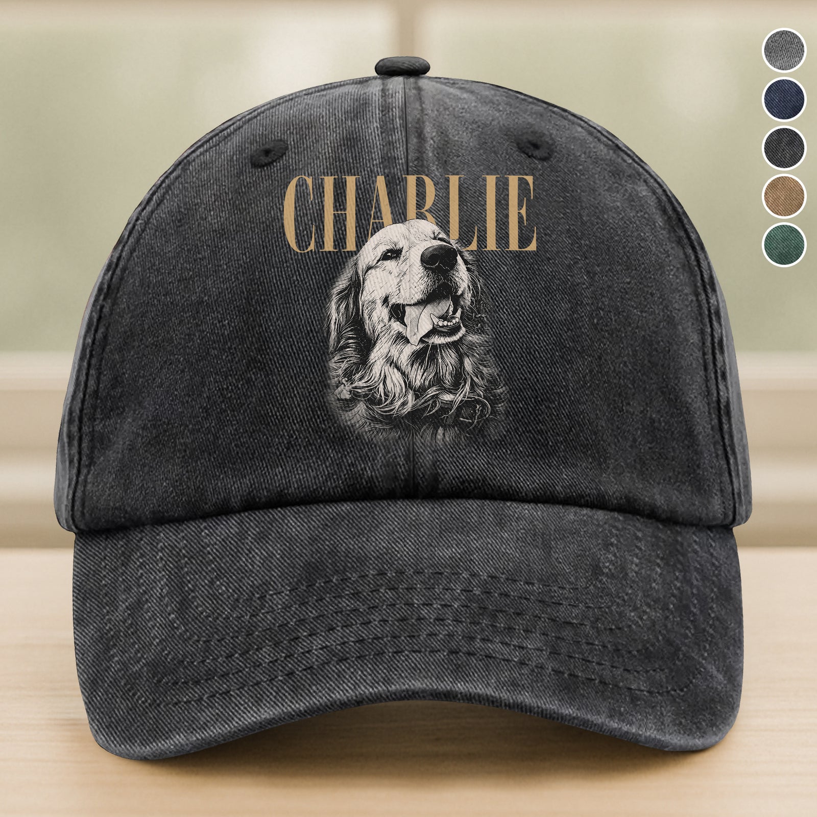 Custom Dog Photo Washed Denim Baseball Cap Vintage Style TH10 170387