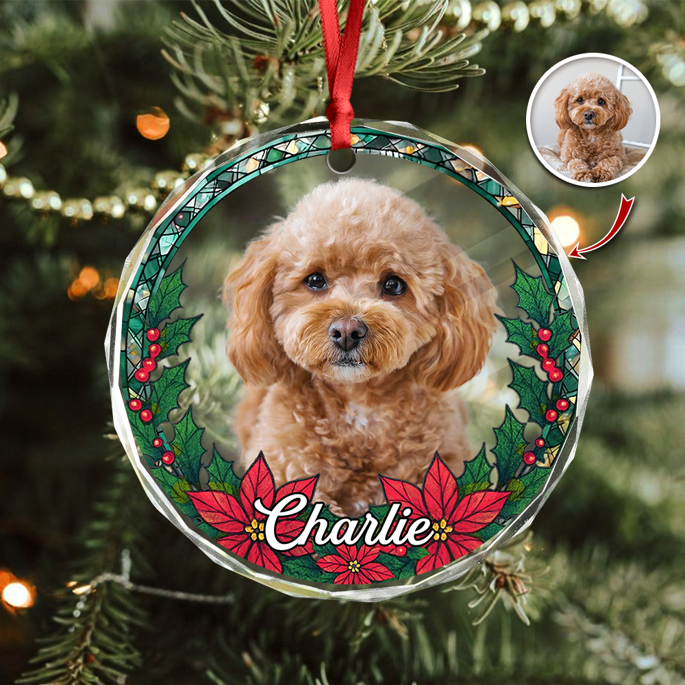 Custom Photo Christmas Glass Ornament For Dog Lovers HA75 897064
