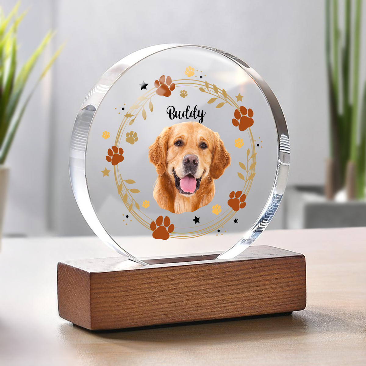 Custom Dog Photo For Dog Lovers Round Acrylic Frame Block HO82 894156