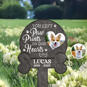 Custom Photo Your Pawprints Stay In My Heart Memorial Dog Garden Stake HA75 892772