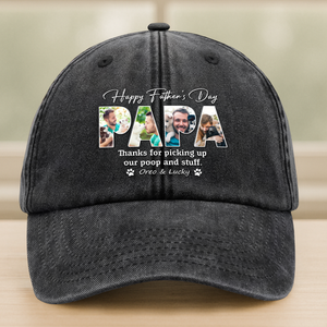 Custom Photo Thanks For Picking Up My Poop And Stuff Dog Washed Denim Baseball Cap HO82 893924
