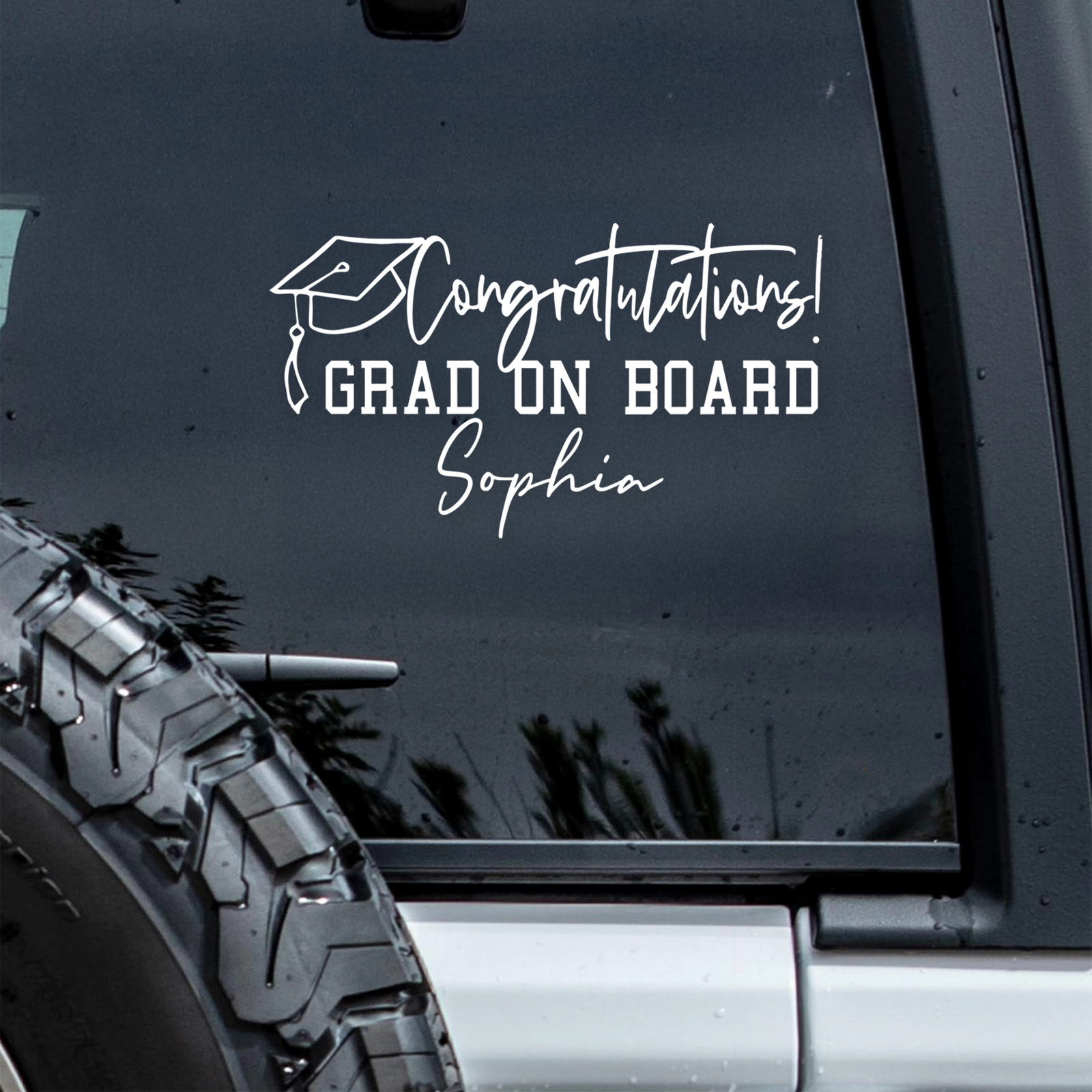 Custom Name Congratulations! Grad On Board Car Window Decal Sticker TH10 898491