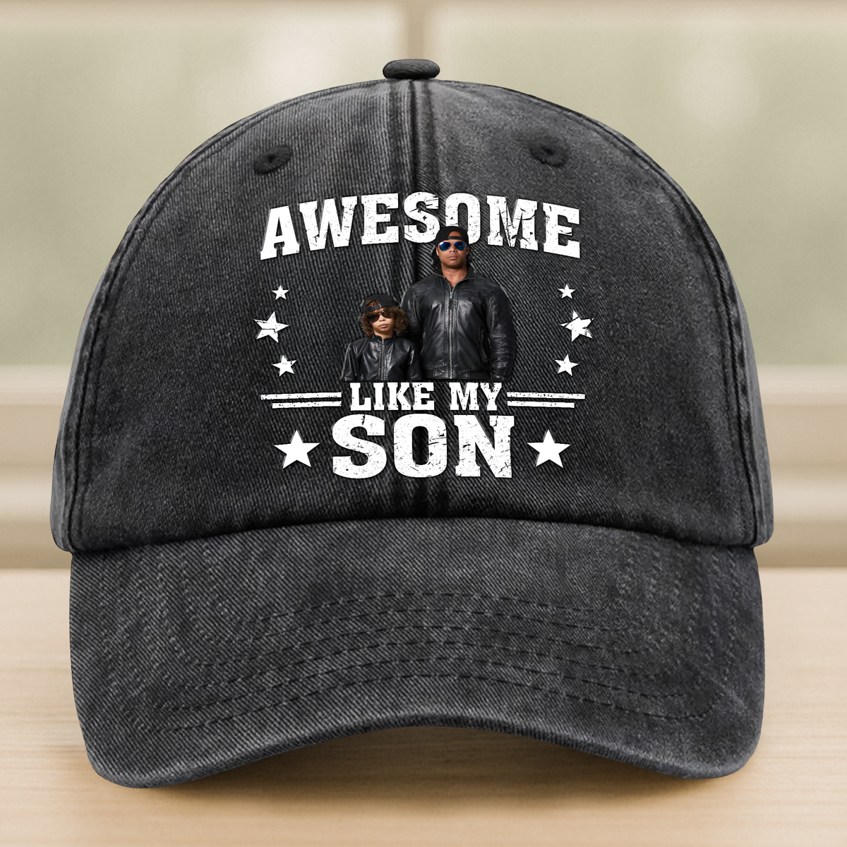 Custom Photo Cool Dad, Cooler Daughter Personalized Vintage Washed Denim Baseball Cap - Father's Day, Gift For Dad CH07 895920