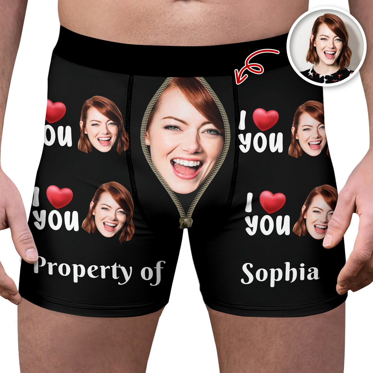 Custom Photo Property Of Her - Personalized Photo Men's Boxer Briefs HA75 898418