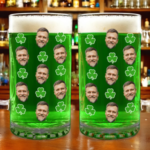 Custom Face Photo With Shamrock Beer Glass Mug TH10 898109