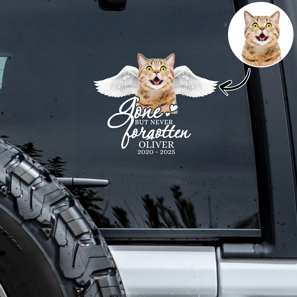 Custom Photo Pet Within Angel Wings Memorial Dog Cat  Car Window Decal Sticker HO82 901068