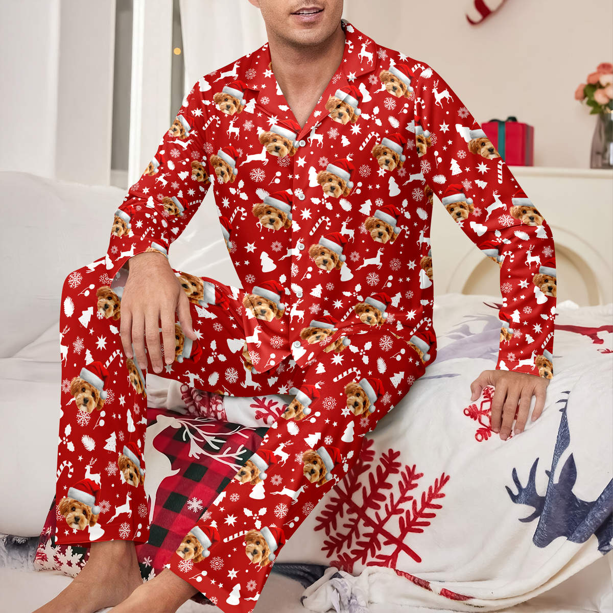 Custom Photo Dog Cat Face Christmas Pajamas Gift For Pet Lovers CH07 896620